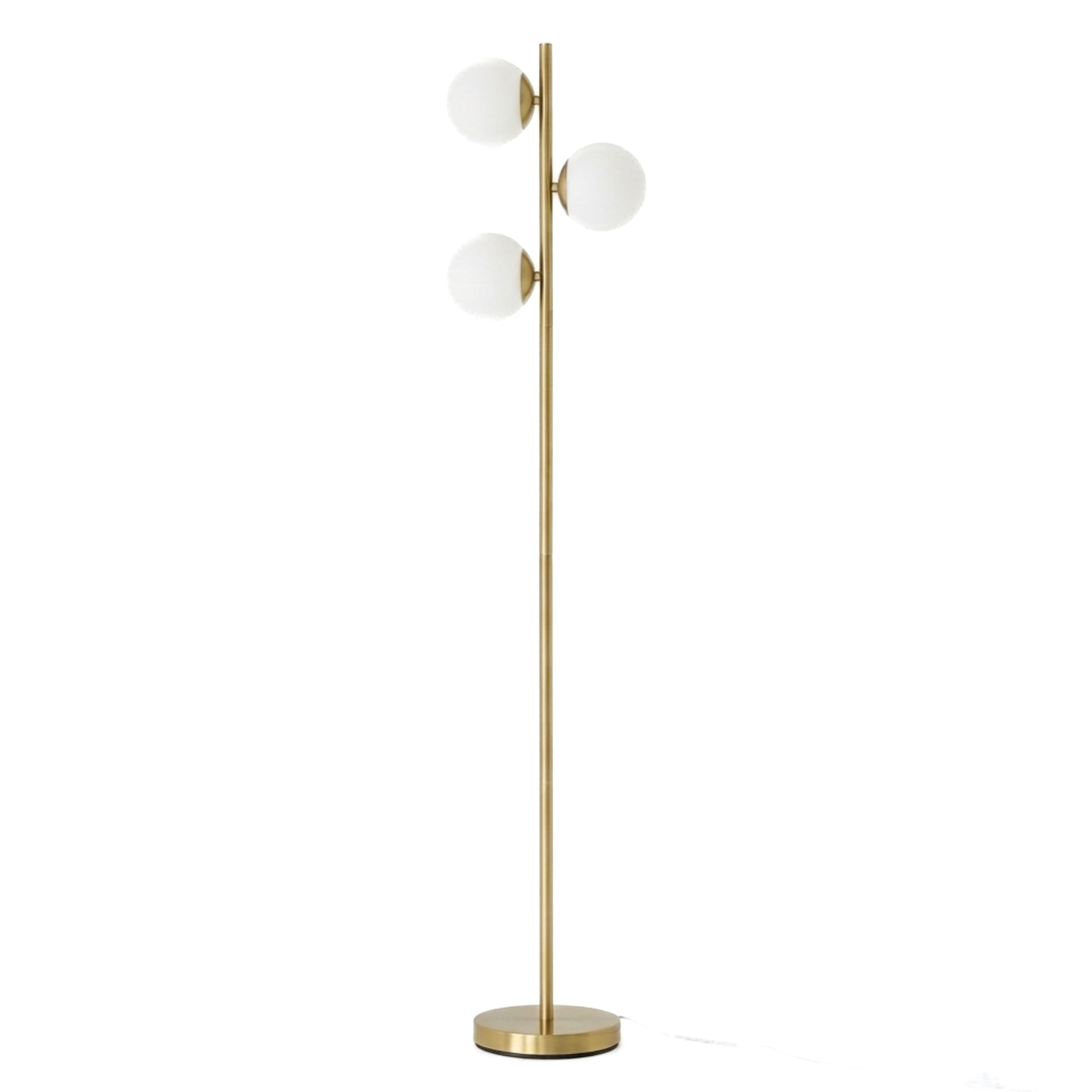 Brilliance Modern Gold Brush Floor Lamp with Opal Glass Shades | MidinMod