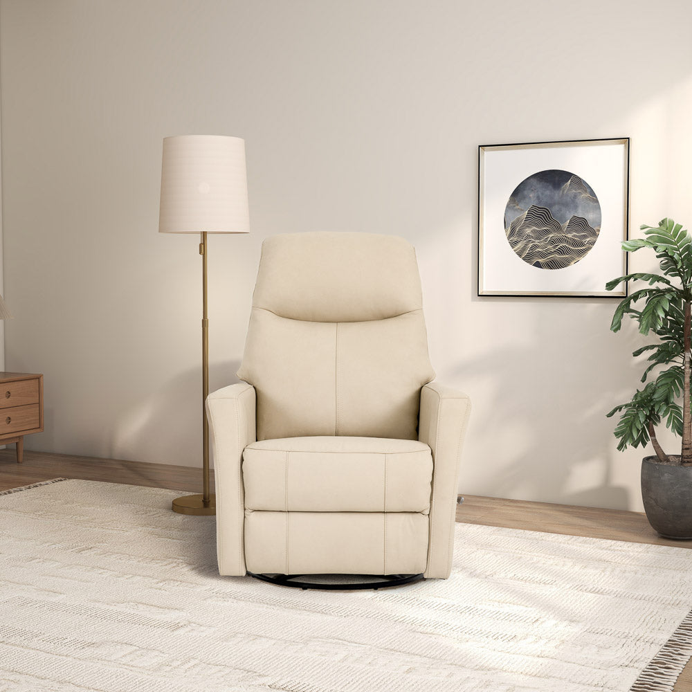 Brookfield Swivel Glider Recliner Chair - Ivory Leather