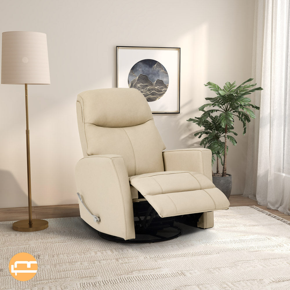 Brookfield Swivel Glider Recliner Chair - Ivory Leather