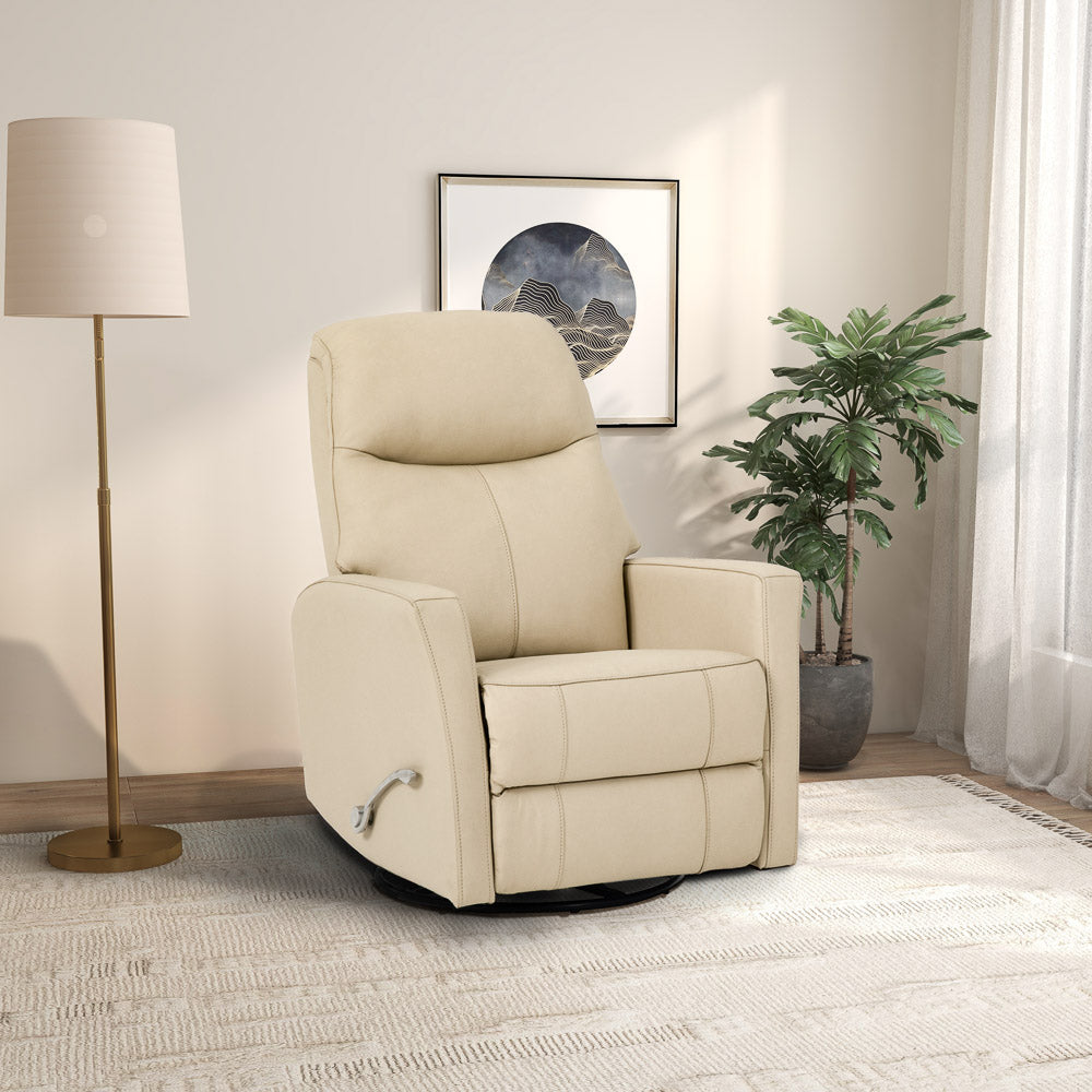 Brookfield Swivel Glider Recliner Chair - Ivory Leather