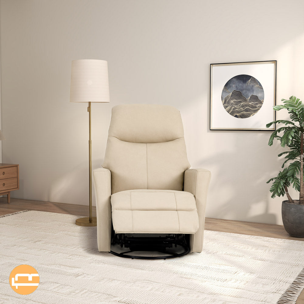 Brookfield Swivel Glider Recliner Chair - Ivory Leather