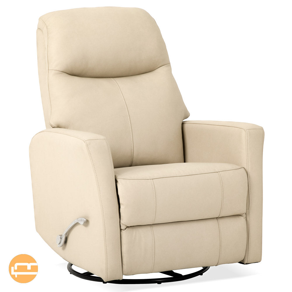 Brookfield Swivel Glider Recliner Chair - Ivory Leather