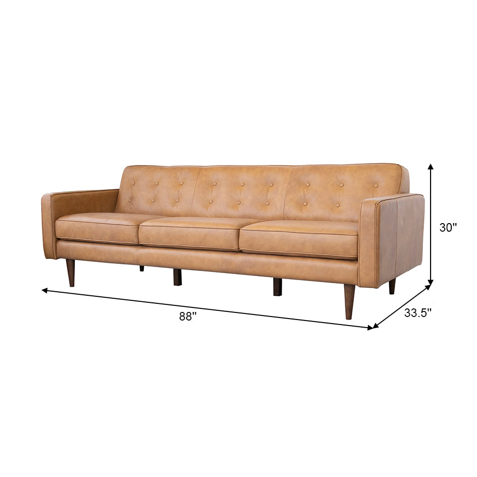 Broxton Tan Leather Sofa - Mid in Mod