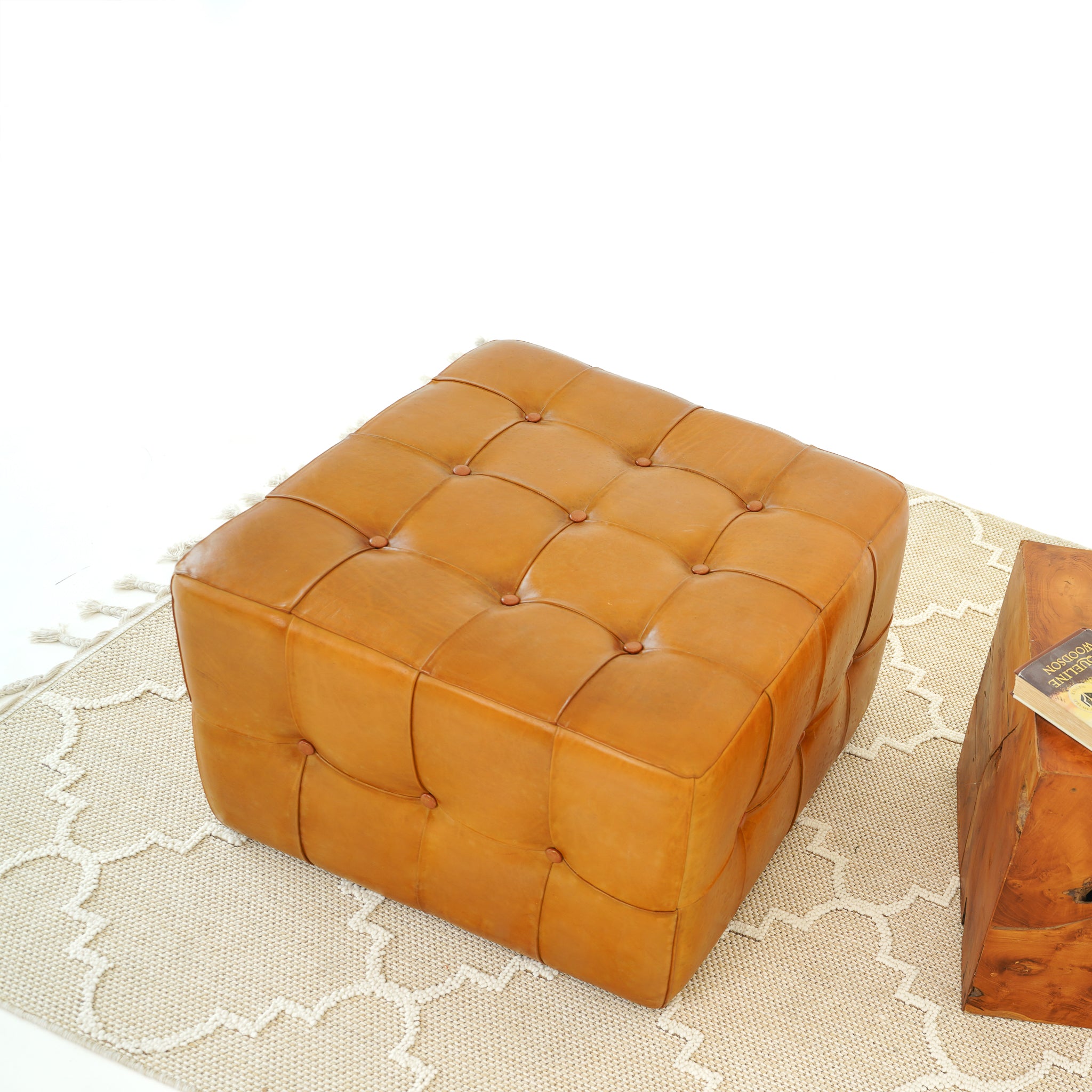 Bunta Antique Leather Large Ottoman