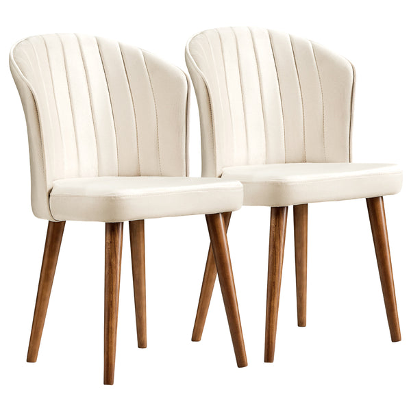 Calvin Dining Chair Set Of 2 - Beige Velvet- MidinMod