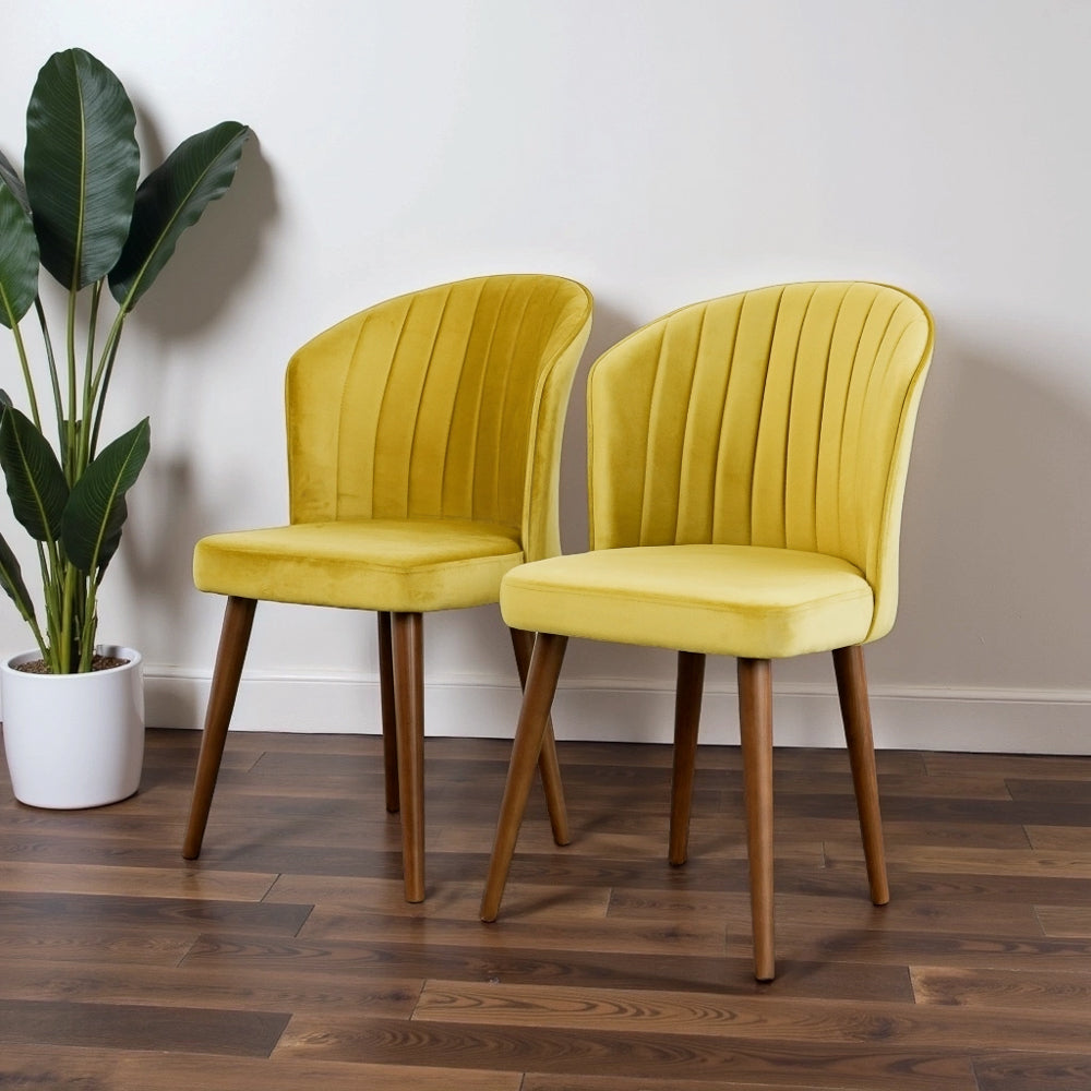 Calvin Dining Chair Set Of 2 - Gold Velvet