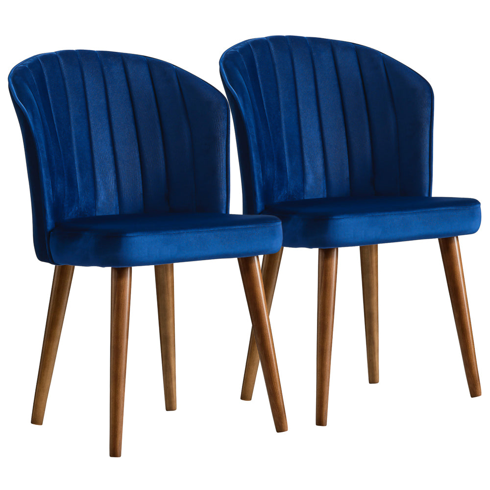 Calvin Dining Chair Set Of 2 Navy Blue Velvet