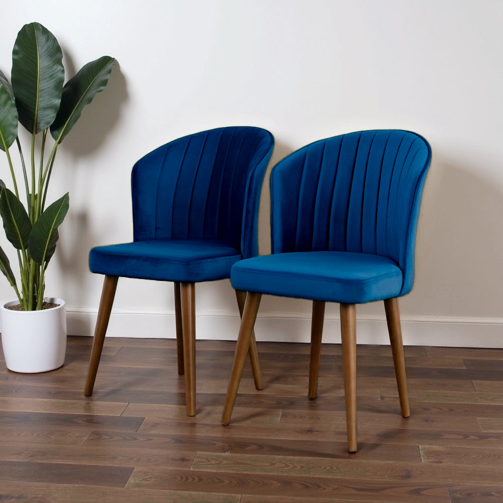 Calvin Dining Chair Set Of 2 - Navy Blue Velvet