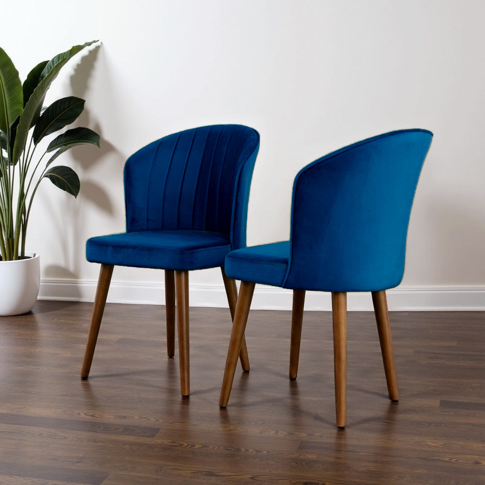 Calvin Dining Chair Set Of 2 - Navy Blue Velvet