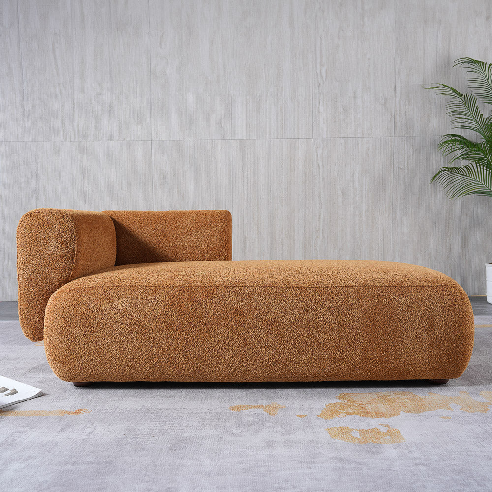 Canton Orange Boucle Chaise Lounge