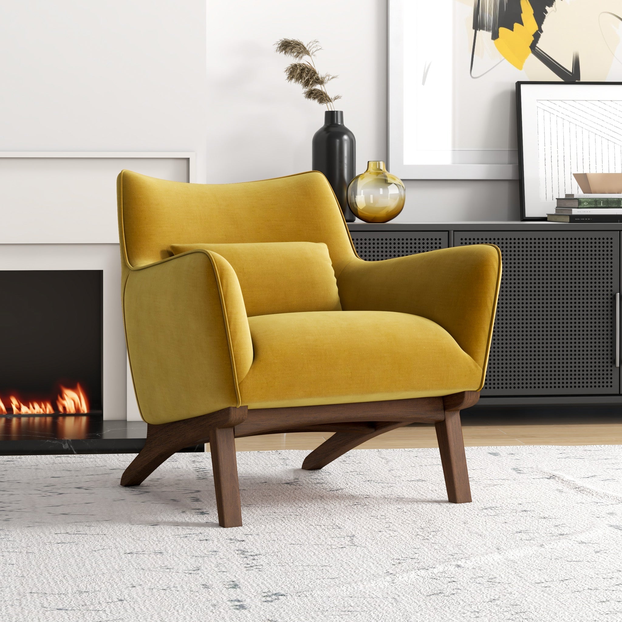 Casper Gold Velvet Lounge Chair - MidinMod