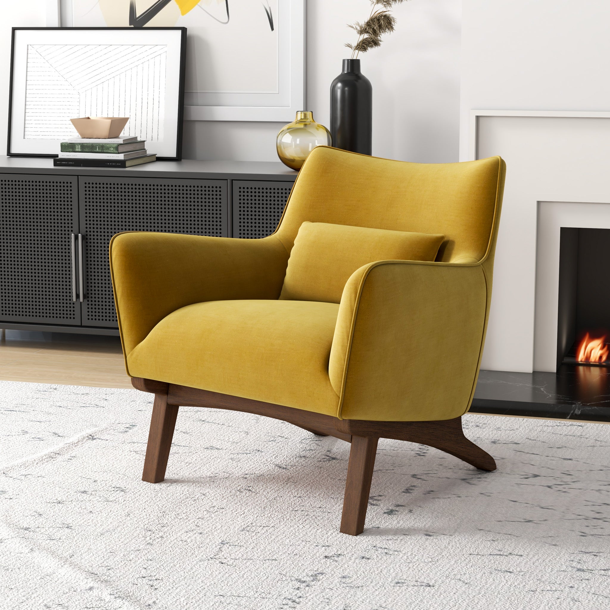 Casper Gold Velvet Lounge Chair - MidinMod