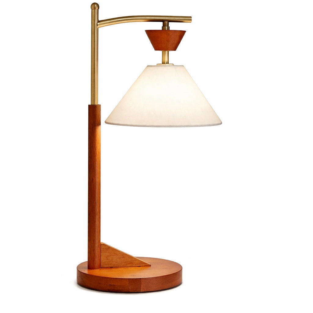Celestia Table Lamp | Brown Solid Wood & Cone Linen Shade | MidinMod