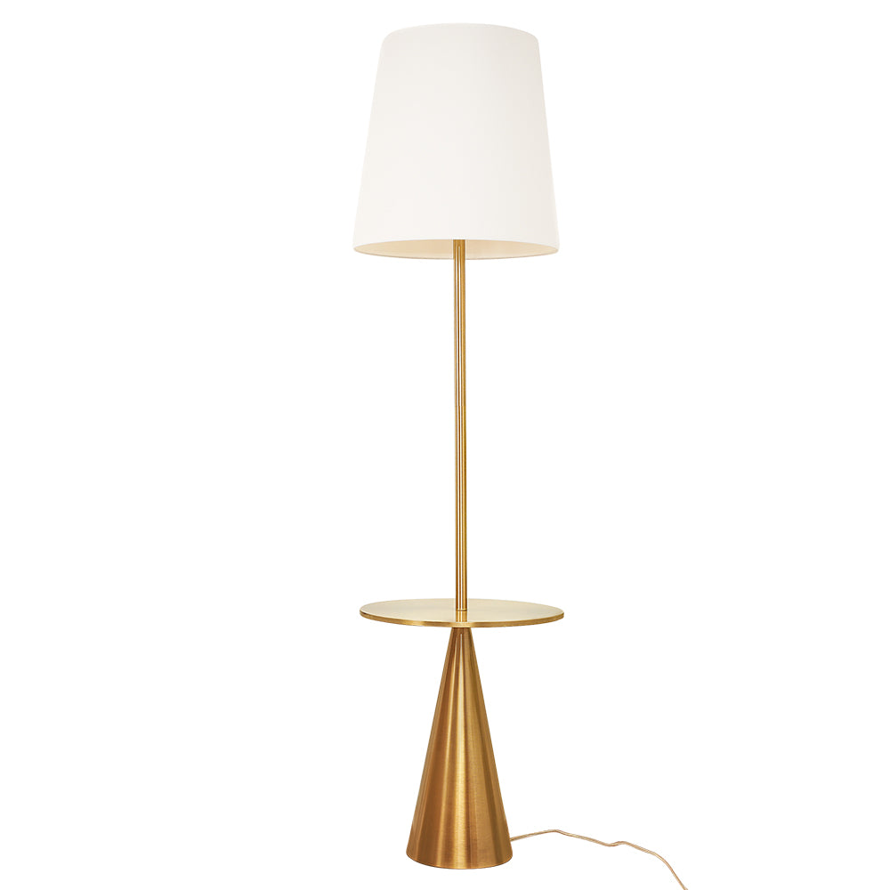 Celestial Modern Floor Lamp with Brass Accent Table with Large White Shade