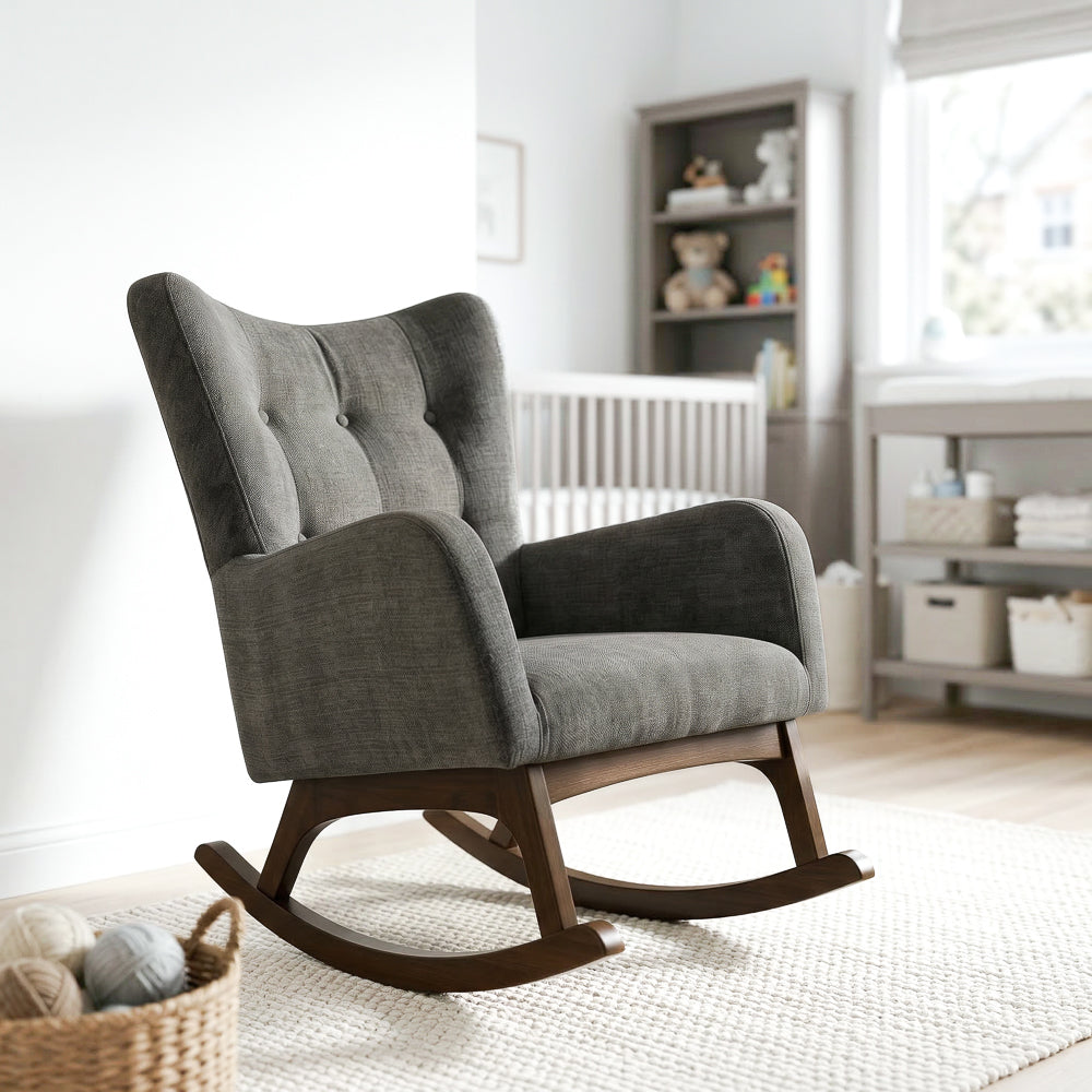 Charlotte Rocking Chair | Performance Fabric & Solid Wood Base | MidinMod