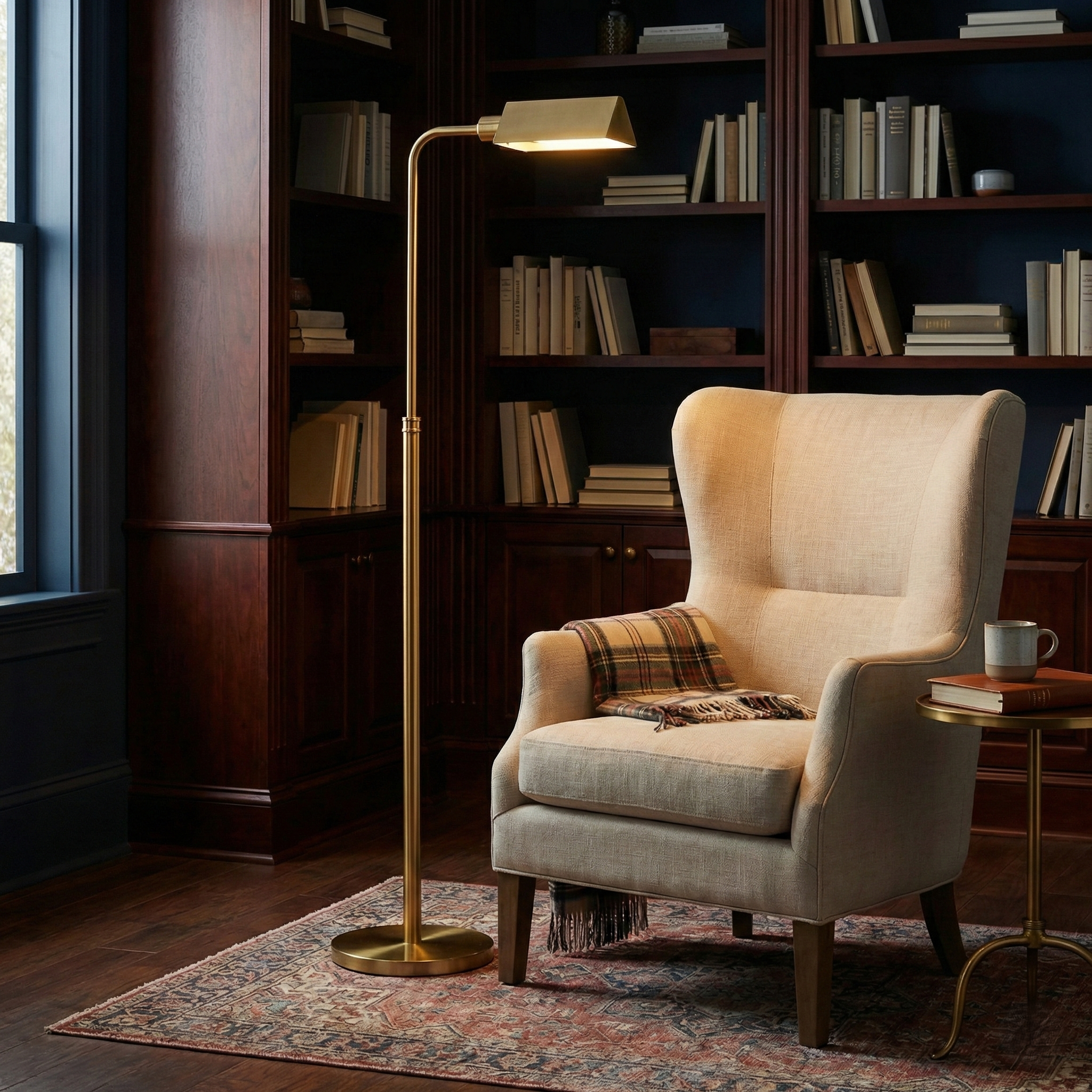 Charm Modern Gold and White Floor Lamp with Dual-Tone Metallic Shade | MidinMod