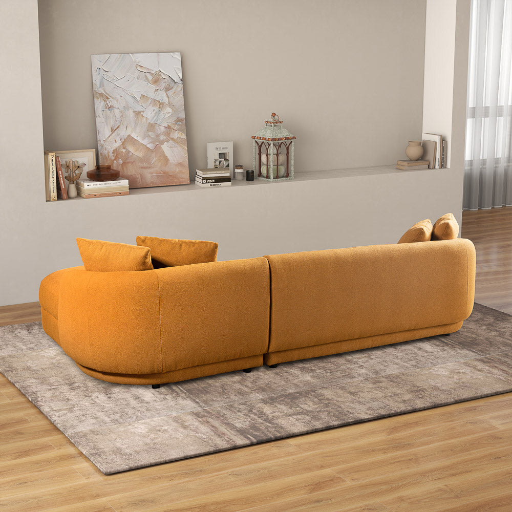 Chesterton Cognac Boucle Right Sectional Sofa