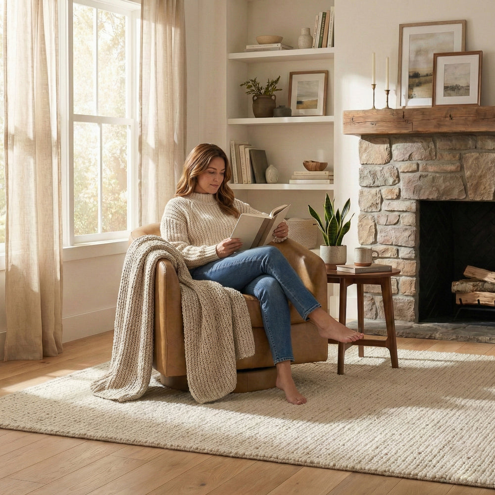 Ciro Mid-Century Modern Tan Leather Swivel Chair | MidinMod