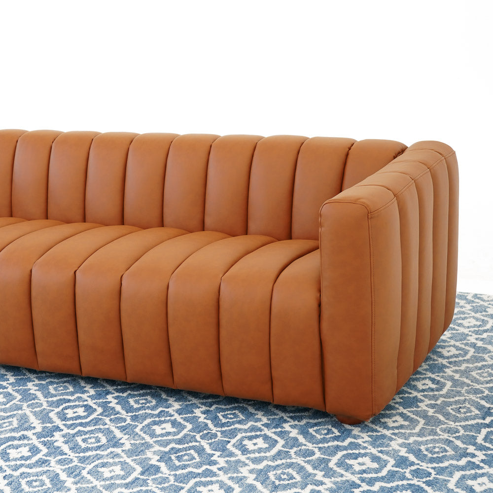 Clara Cognac Vegan Leather Sofa - Mid In Mod