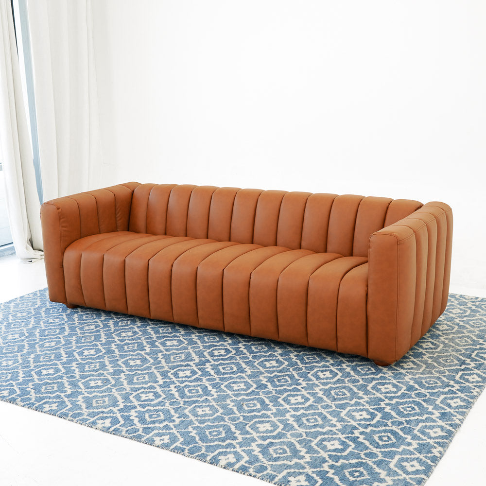 Clara Cognac Vegan Leather Sofa - Mid In Mod