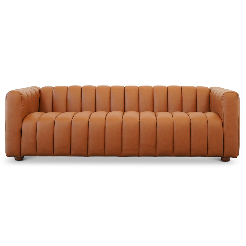 Clara Cognac Vegan Leather Sofa - Mid In Mod