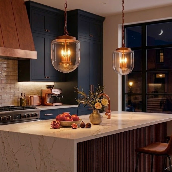 Clarity Pendant Lamp in Coarse Gold and Clear Glass | MidinMod