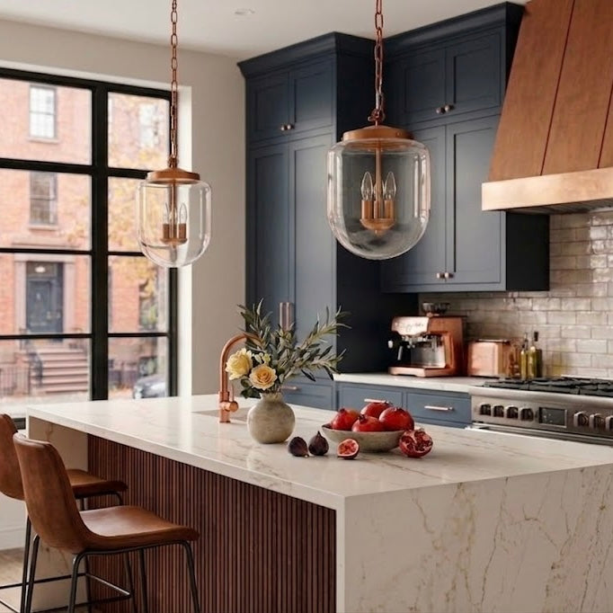 Clarity Pendant Lamp in Coarse Gold and Clear Glass | MidinMod