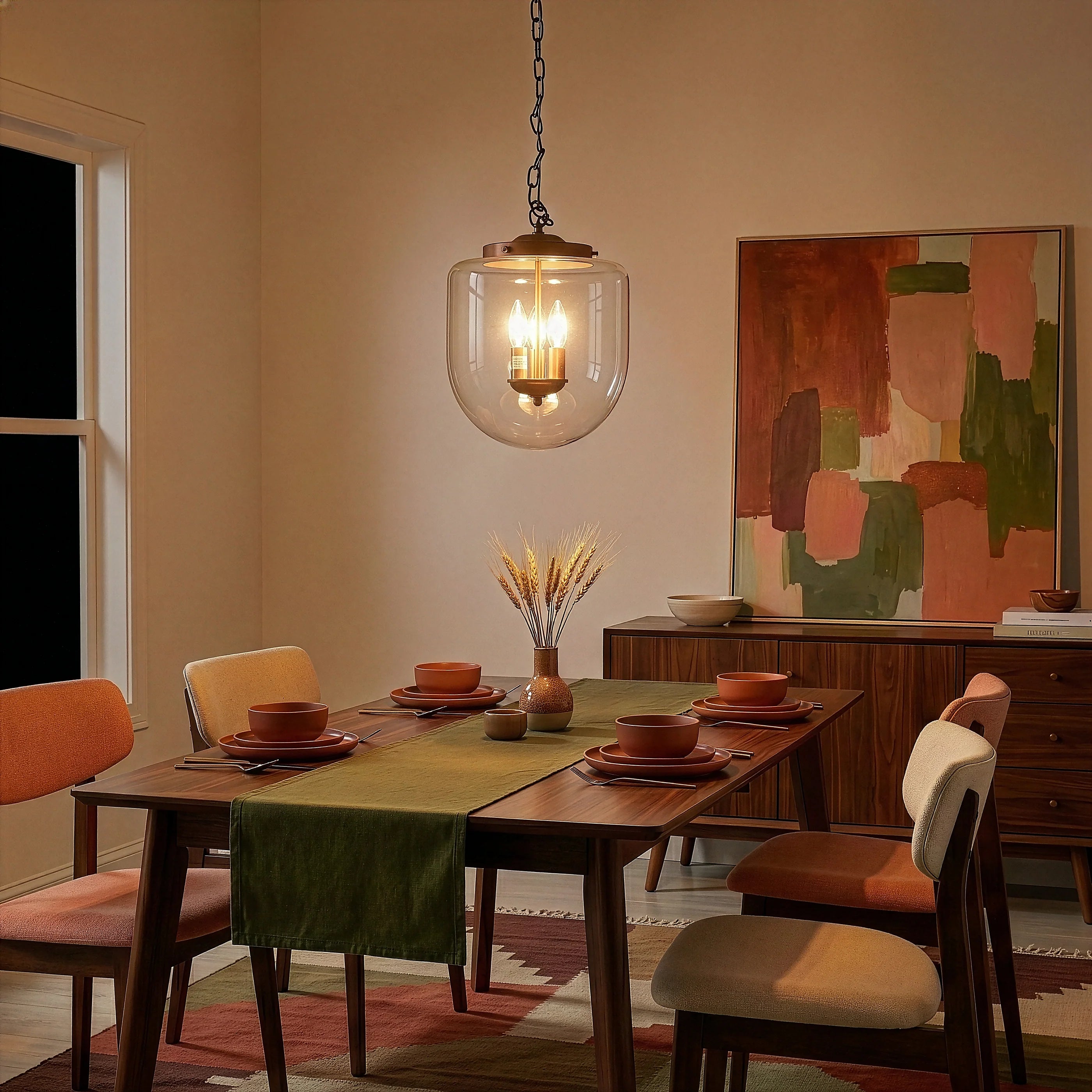 Clarity Pendant Lamp in Coarse Gold and Clear Glass | MidinMod