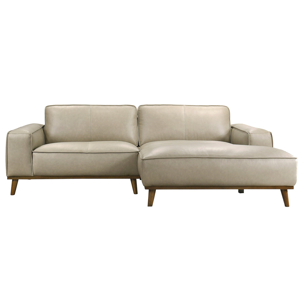 Clifton Genuine Leather Mid-Century Modern Sectional Couch - MidinMod
