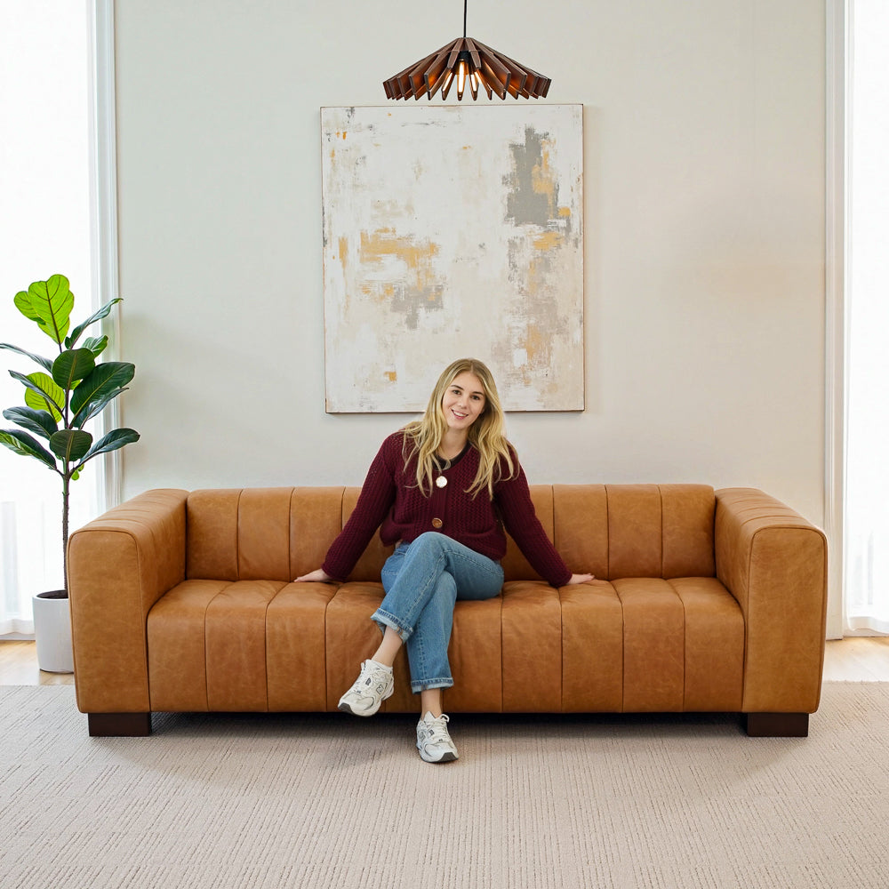 Colton Waxy Tan Leather Sofa - MidinMod