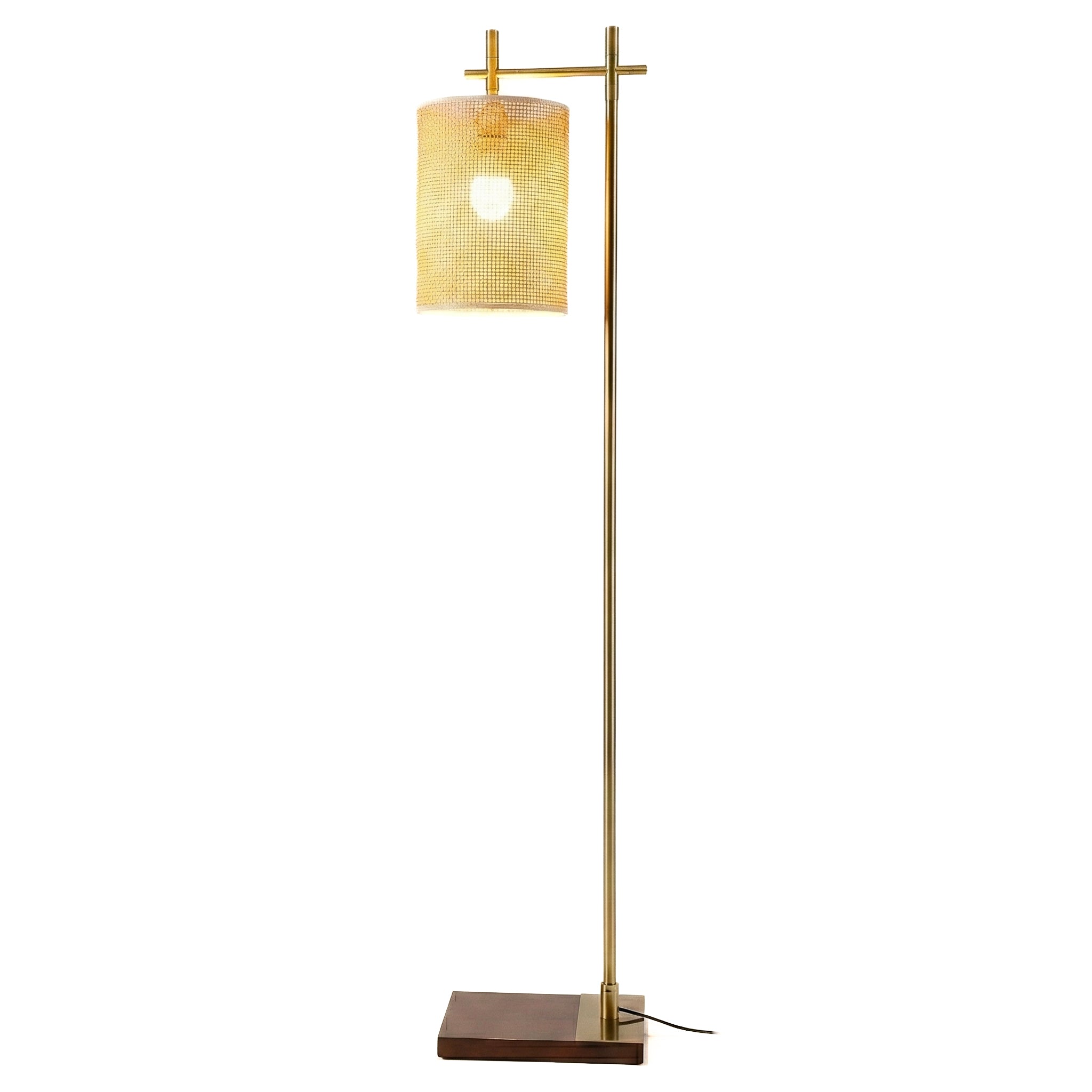 Comet 60" Bamboo Floor Lamp in Dark Brown Rubberwood and Bronze | MidinMod