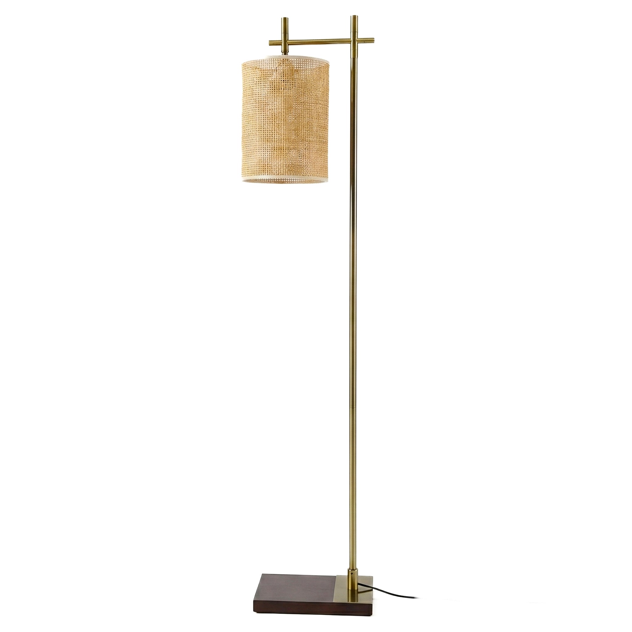 Comet 60" Bamboo Floor Lamp in Dark Brown Rubberwood and Bronze | MidinMod