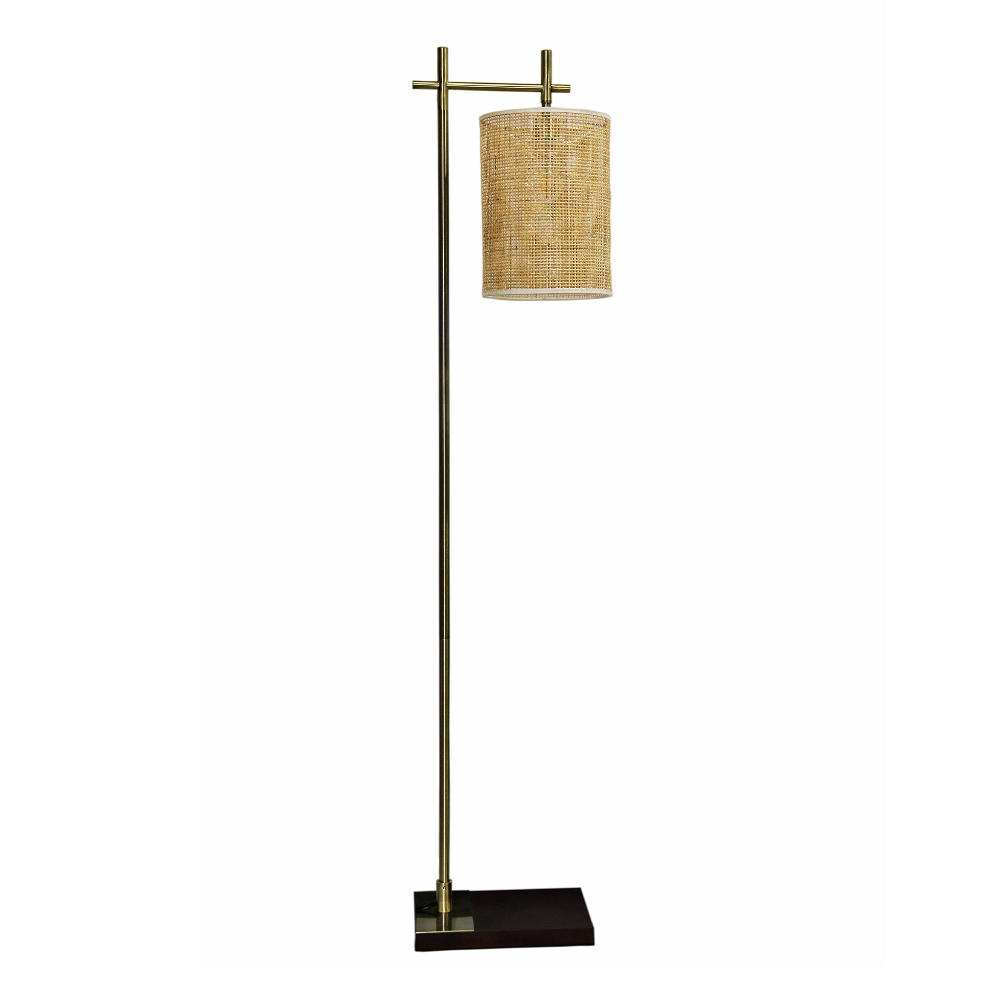 Comet Bamboo Lampshade Floor Lamp - Dark Brown + Bronze