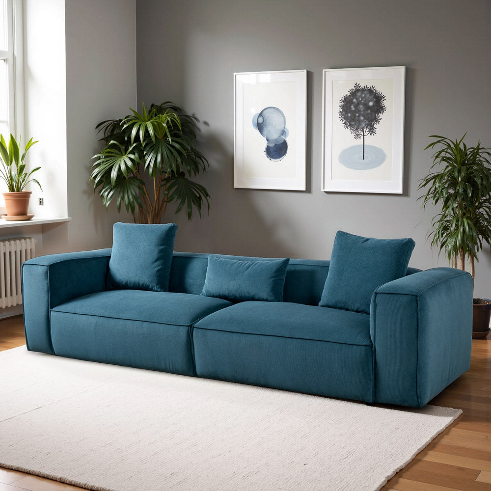 Conrad Blue Corduroy Large Sofa - MidinMod