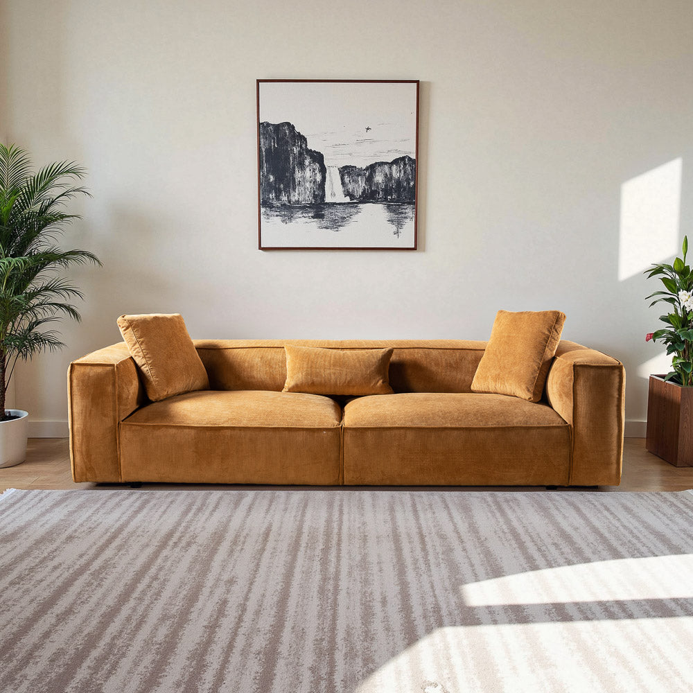 Conrad Cognac Corduroy Large Sofa - MidinMod