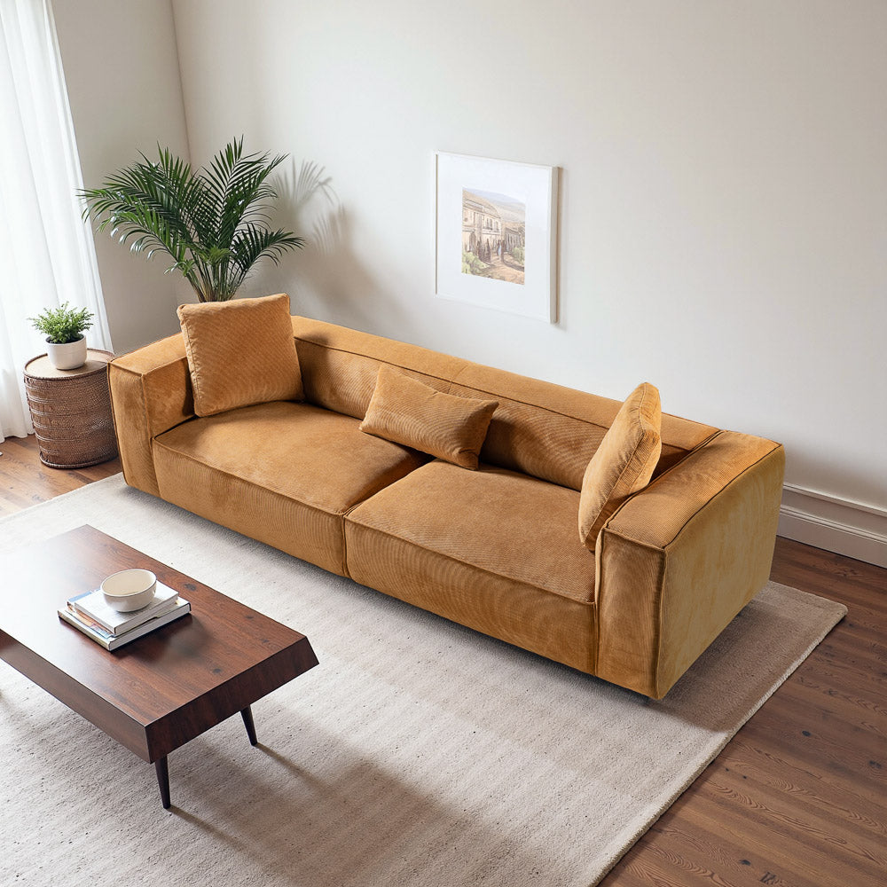 Conrad Cognac Corduroy Large Sofa - MidinMod