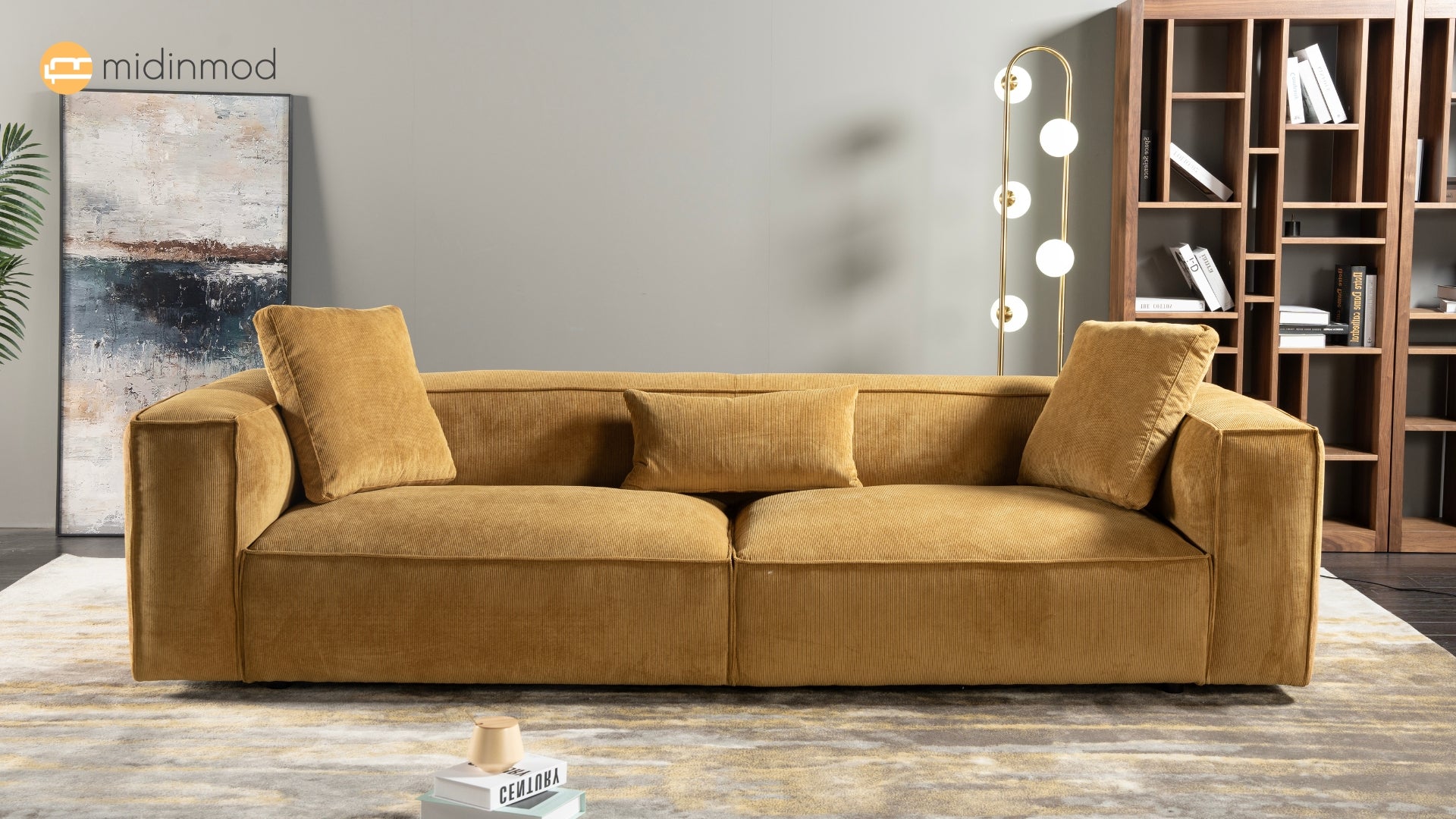 Conrad Cognac Corduroy Large Sofa