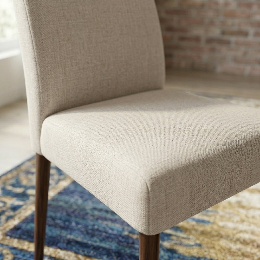 Coup Modern Beige Fabric Dining Chair Set | Mid-Century Wood Frame | MidinMod