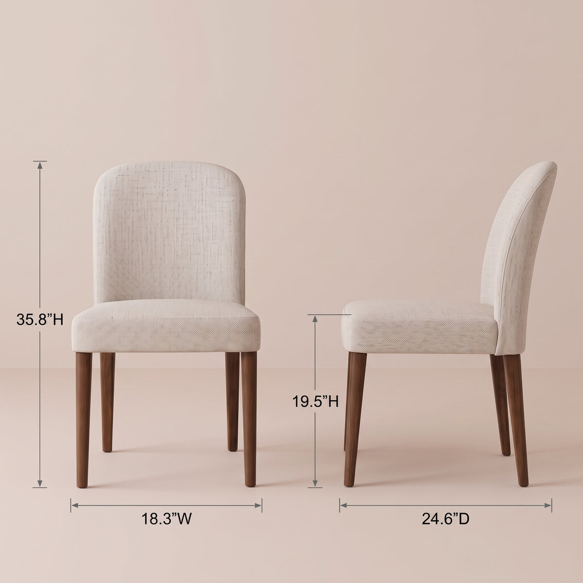 Coup Modern Beige Fabric Dining Chair Set | Mid-Century Wood Frame | MidinMod