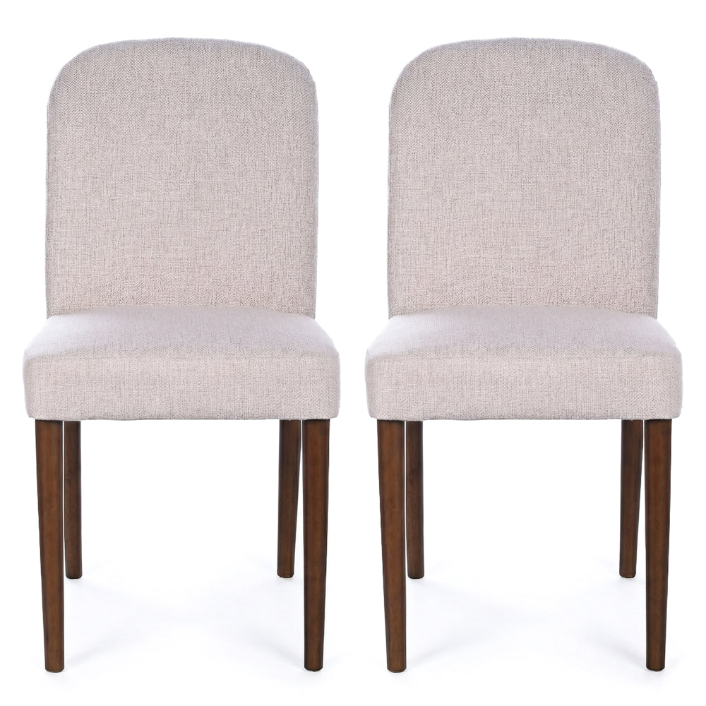 Coup Modern Beige Fabric Dining Chair Set | Mid-Century Wood Frame | MidinMod