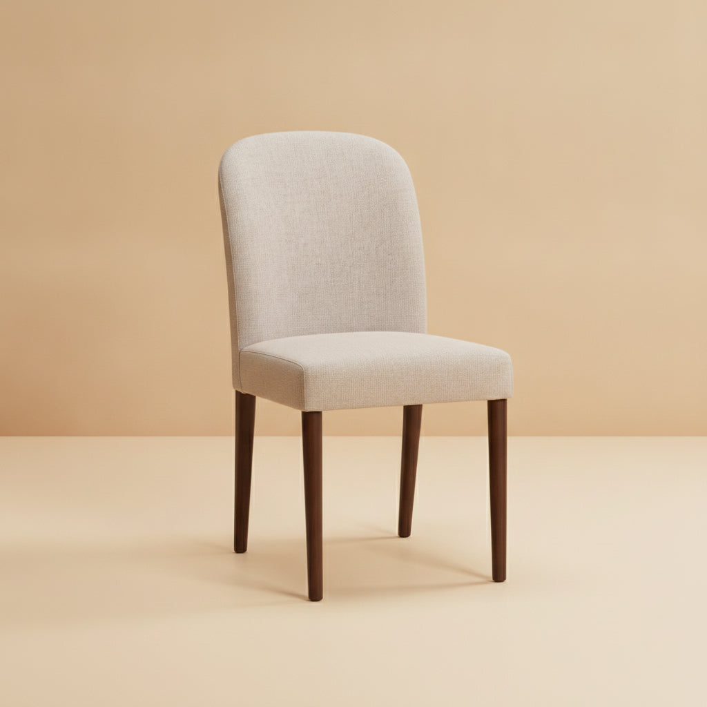 Coup Modern Beige Fabric Dining Chair Set | Mid-Century Wood Frame | MidinMod