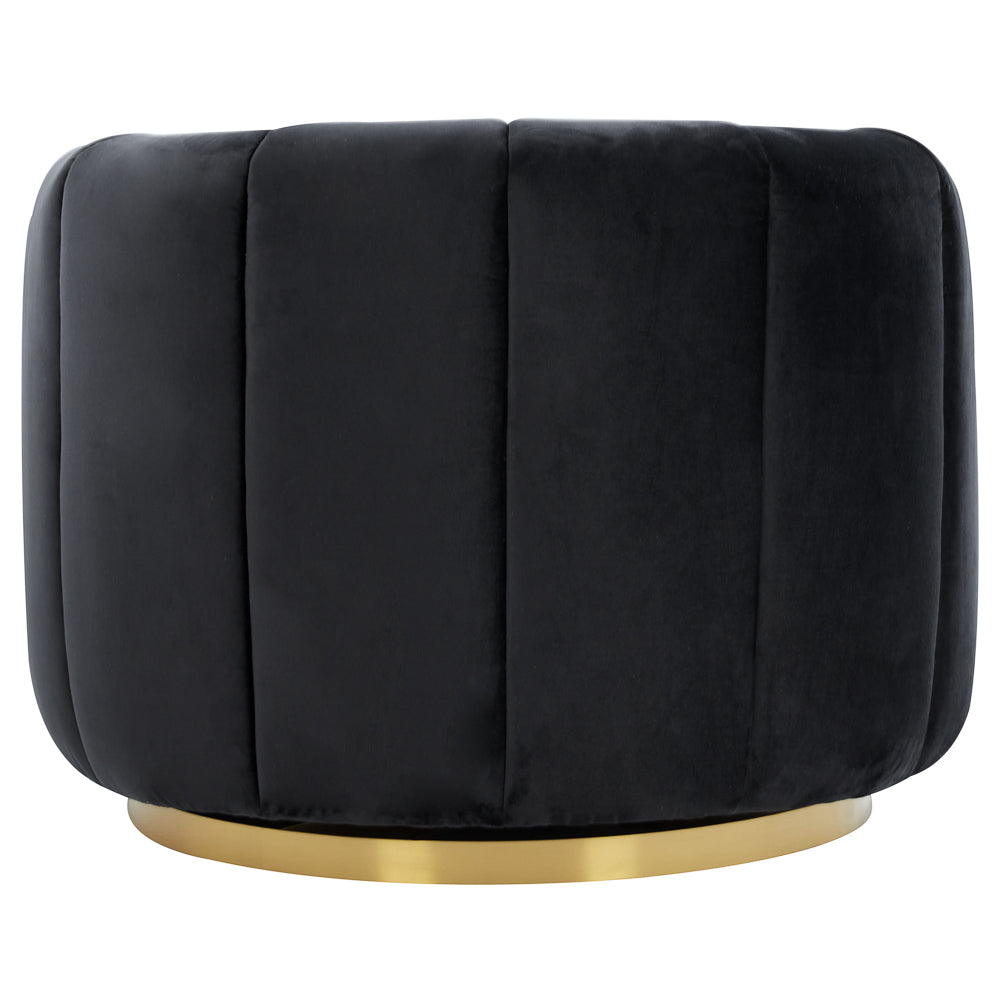 Covington Black Velvet Swivel Chair - MidinMod