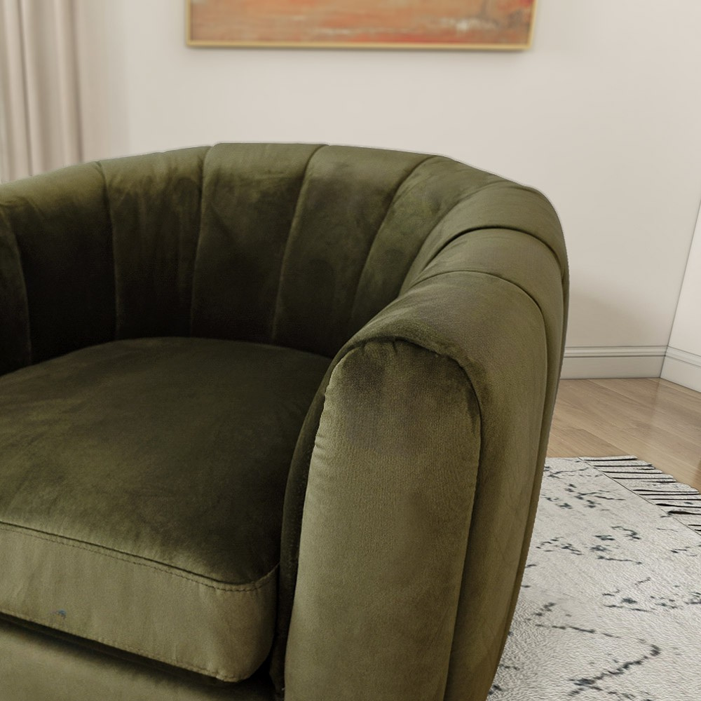 Covington Stylish Mid-Century Swivel Chair in Rich Velvet Upholstery| MidinMod