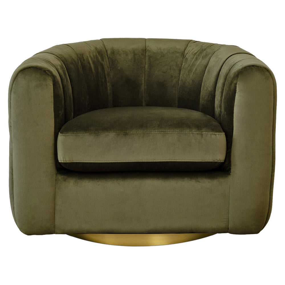 Covington Stylish Mid-Century Swivel Chair in Rich Velvet Upholstery| MidinMod
