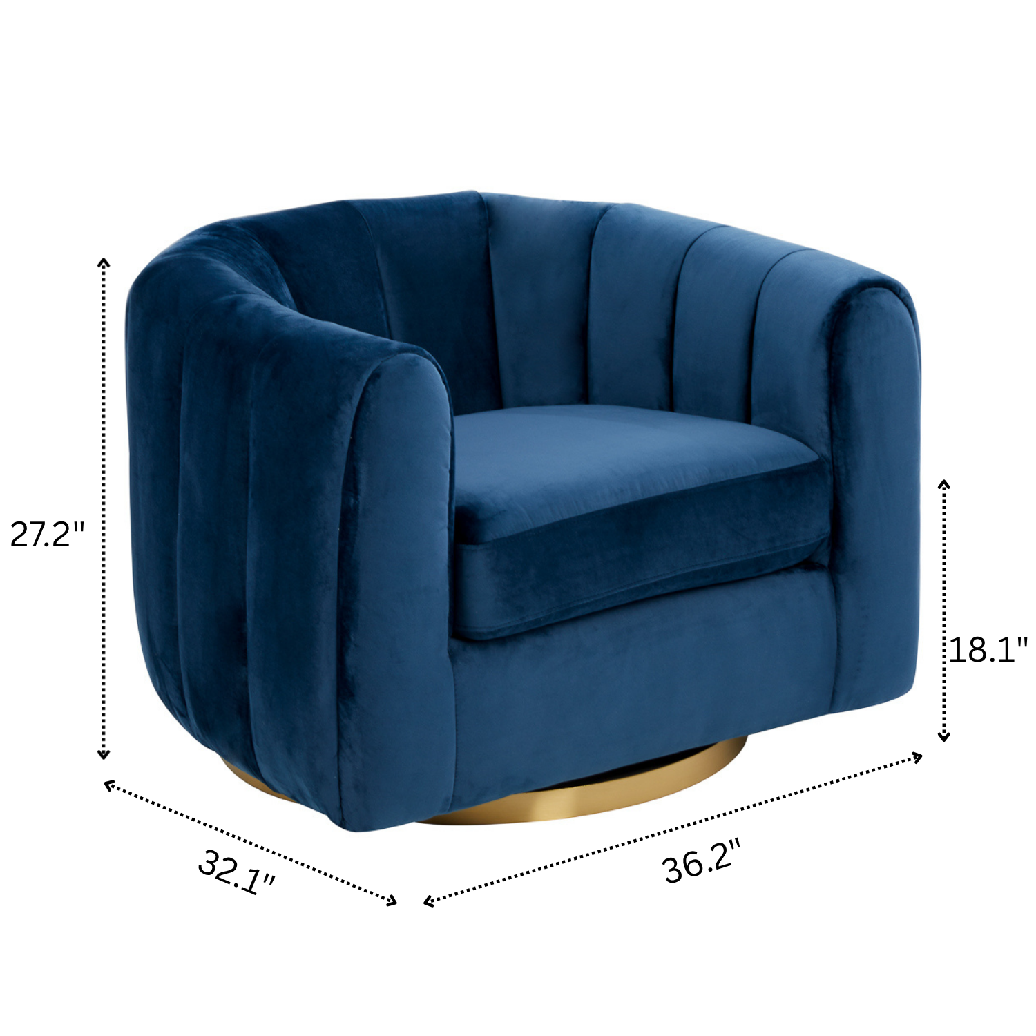 Covington Mid-Century Swivel Chair in Rich Velvet Upholstery - MidinMod