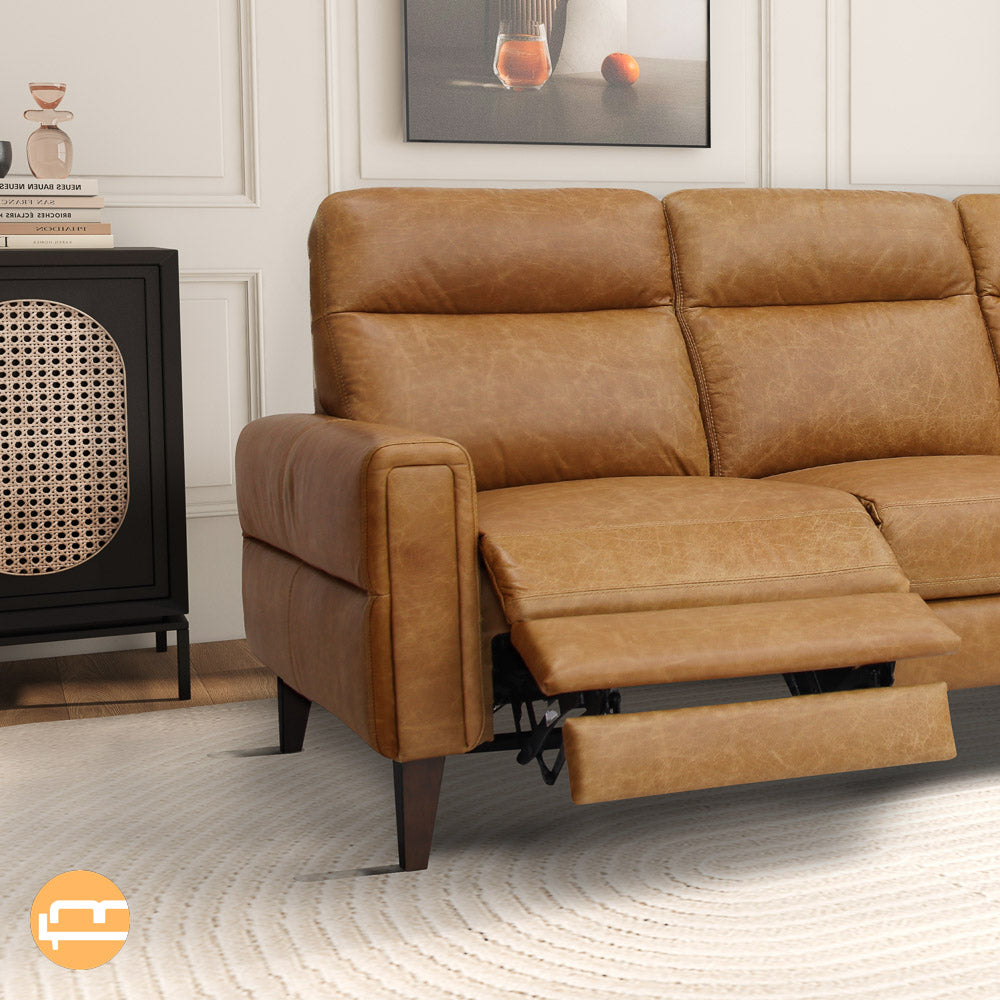 Crafton Incliner Sofa Left  Waxy Tan Leather - MidinMod