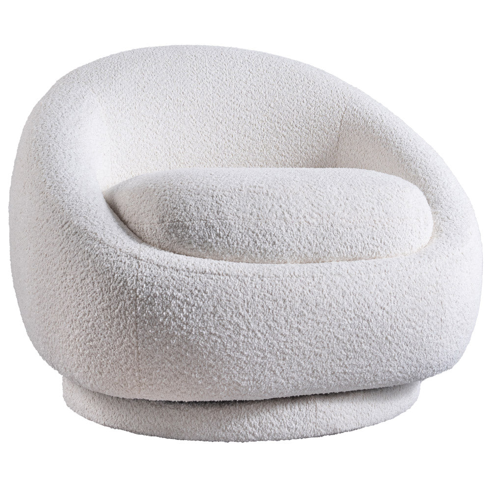 Crockett Cream Boucle Swivel Barrel Chair