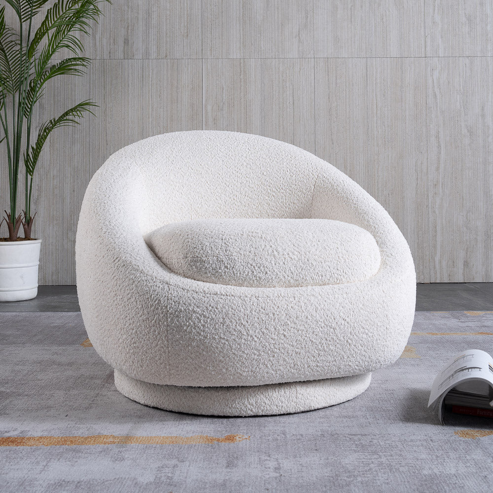 Crockett Cream Boucle Swivel Barrel Chair