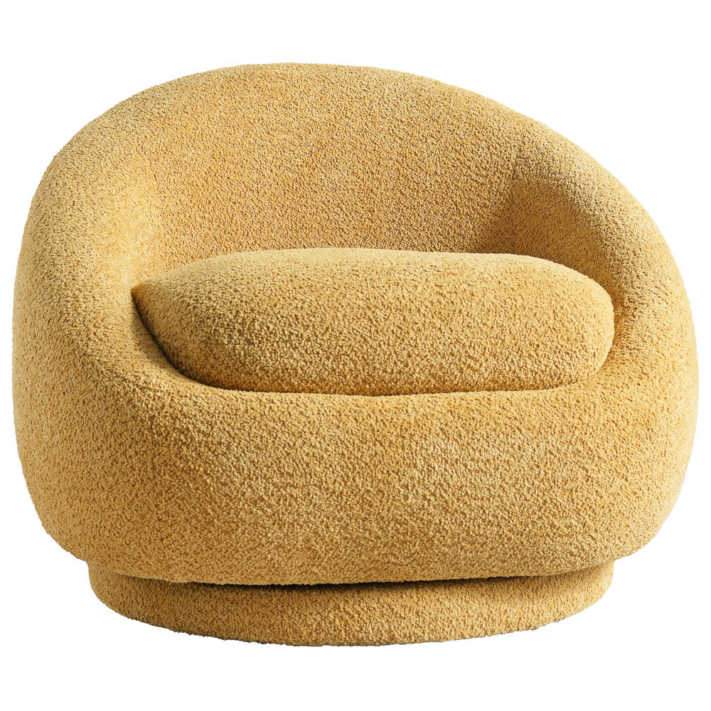 Crockett Yellow Boucle Swivel Barrel Chair