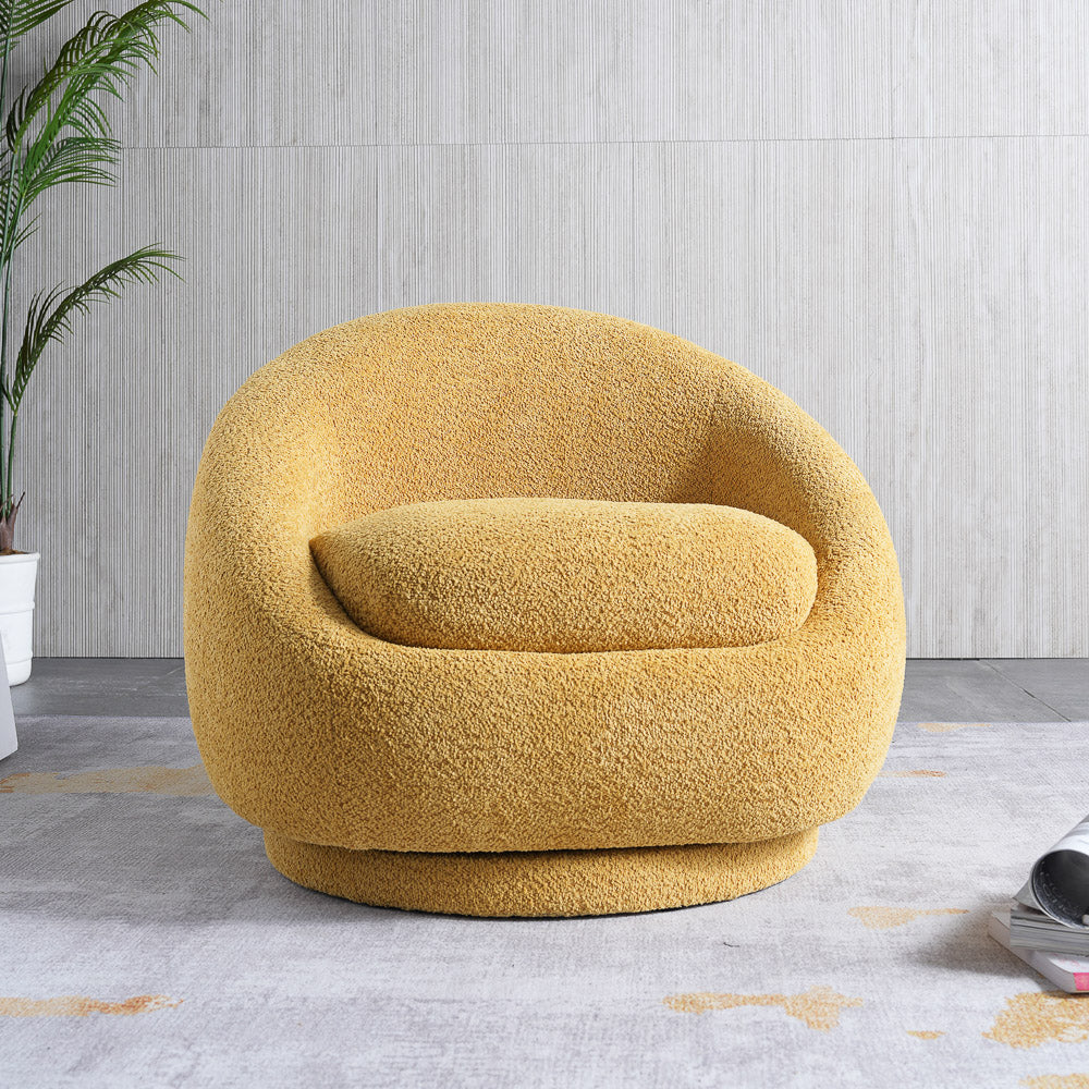 Crockett Yellow Boucle Swivel Barrel Chair